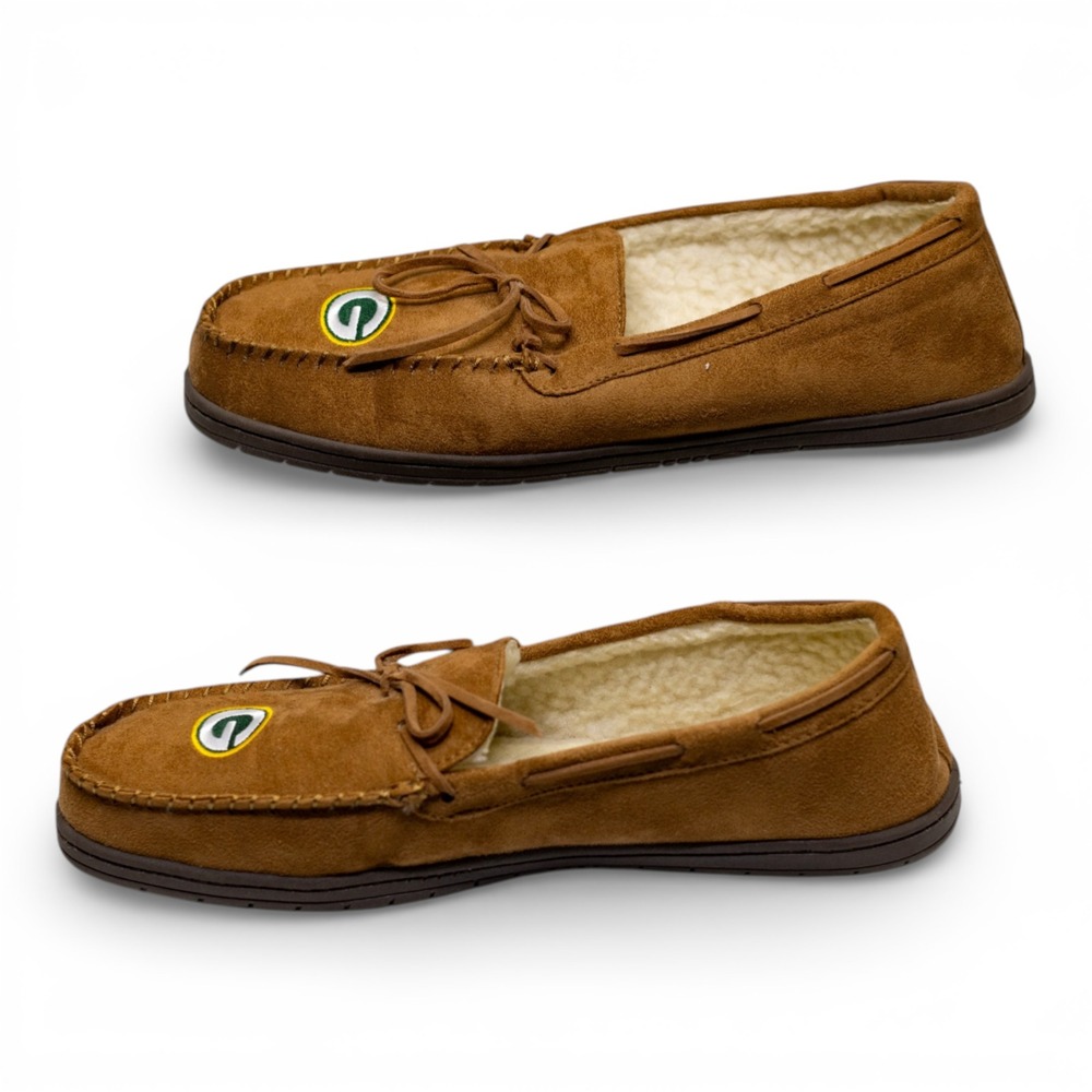 Forever Collectibles Green Bay Packers Slippers Mens XL Tan NFL‎ Moccasin